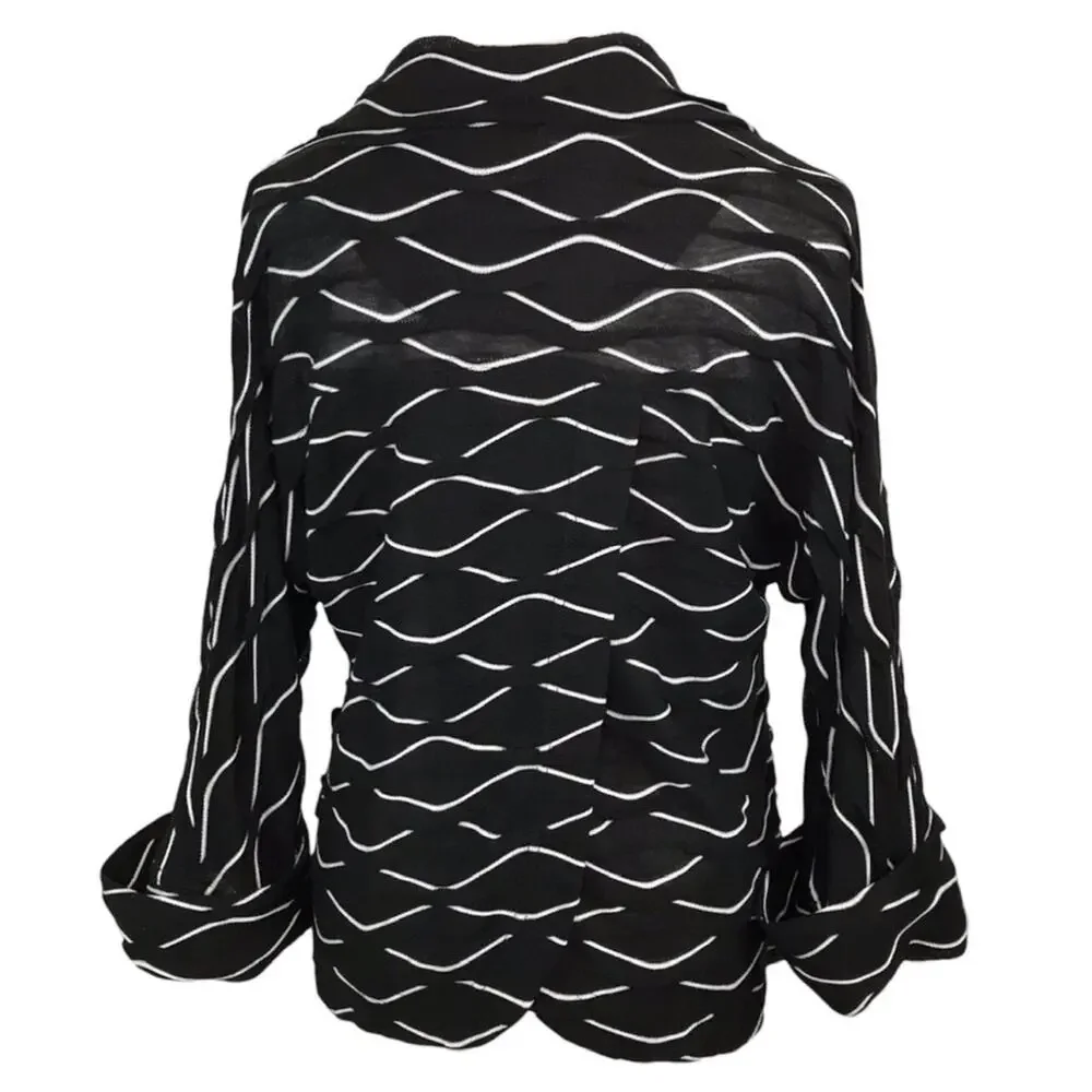 JOSEPH RIBKOFF Textured Knit Tulip-Back Lagenlook Cardigan Sweater Womens Size 8